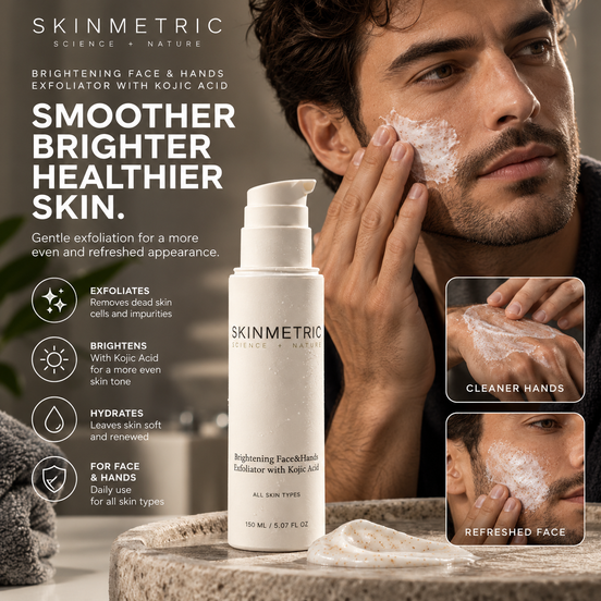 Men's Brightening Face & Hands  Exfoliator with Kojic Acid