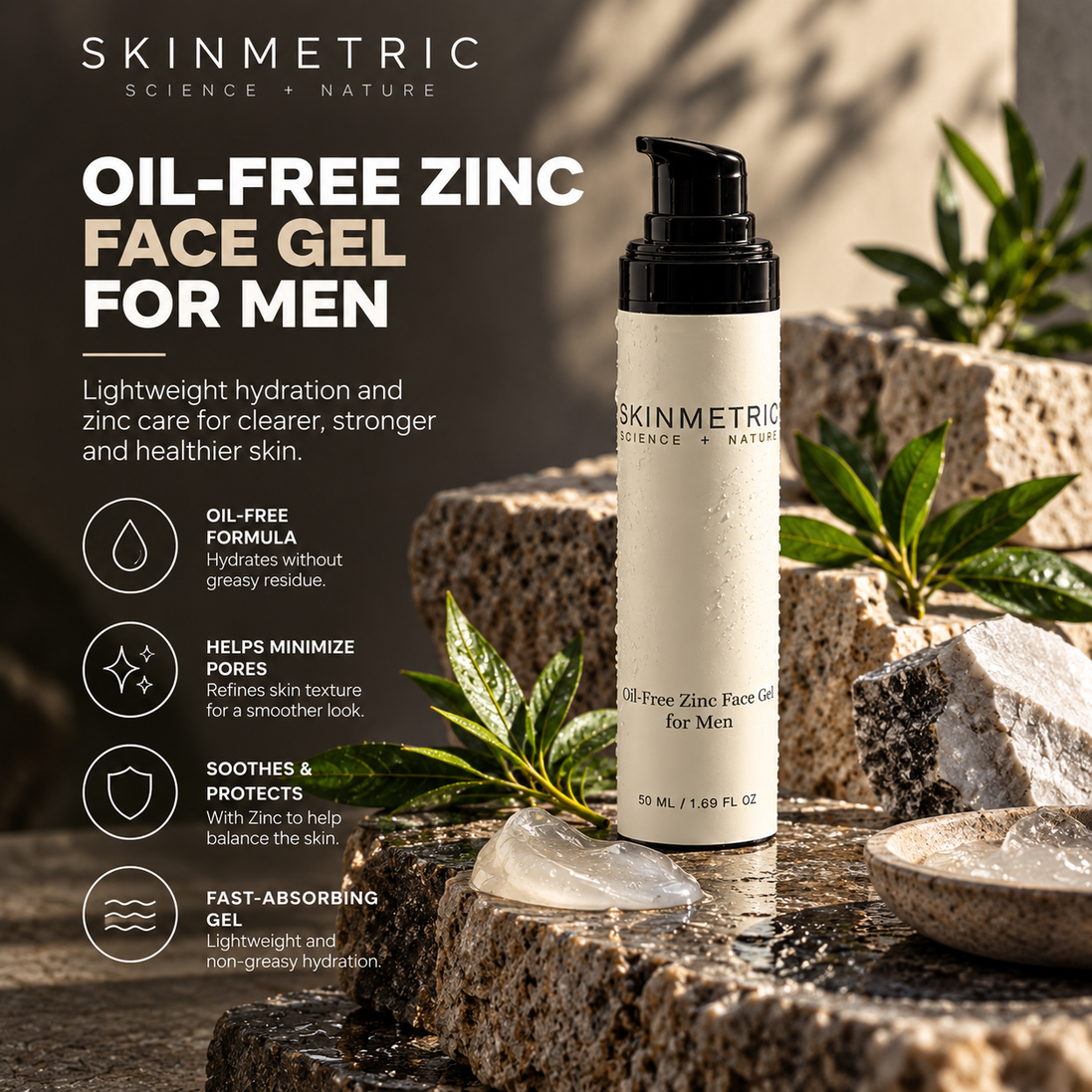 Oil-Free Zinc Face Gel for Men